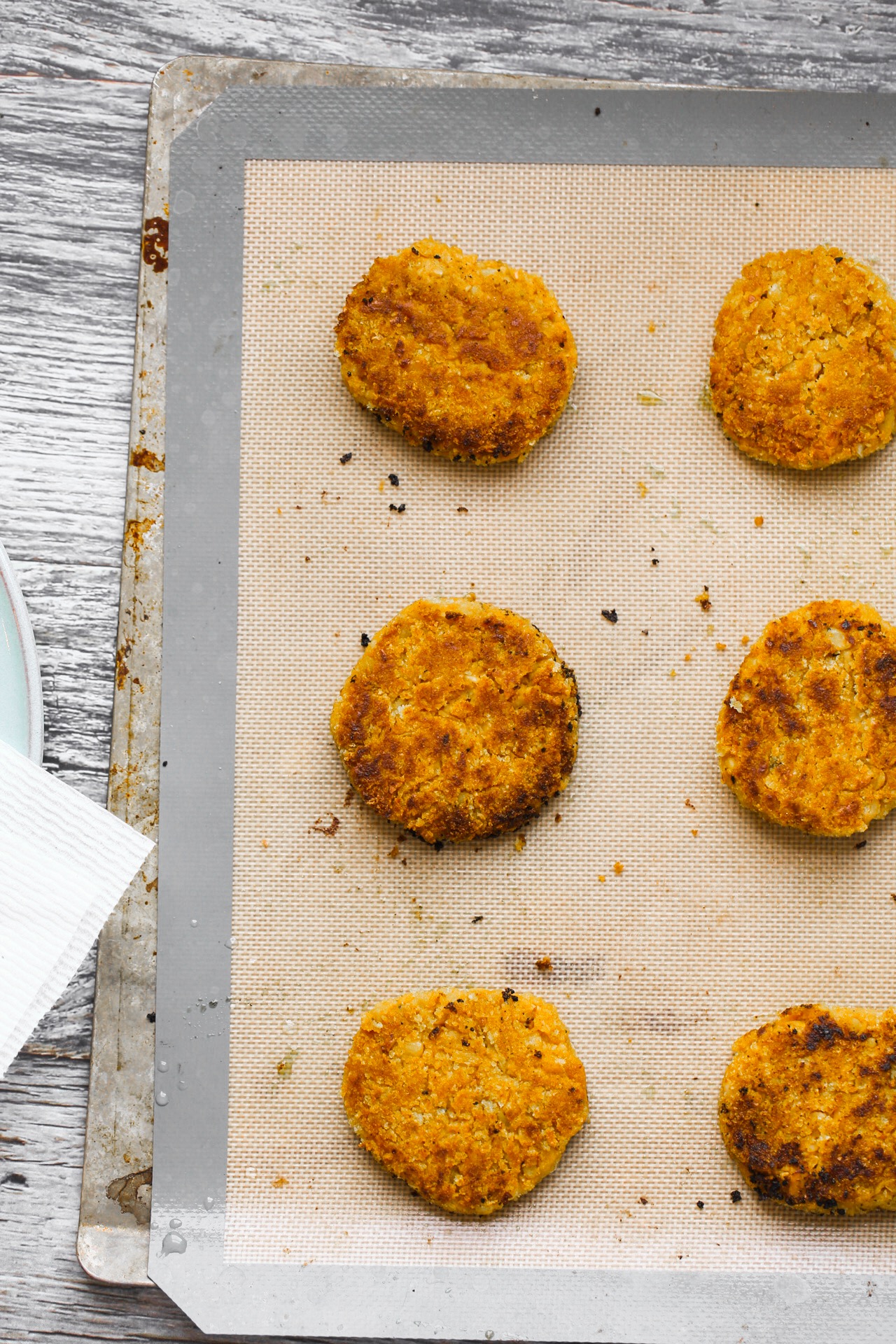 fritters on a baking sheet
