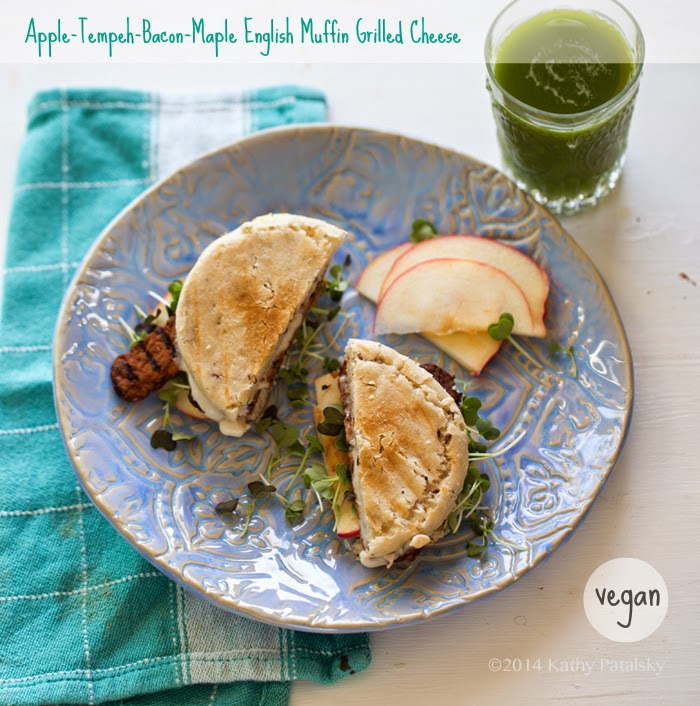 Vegan Apple-Bacon-Maple English Muffin Grilled Cheese