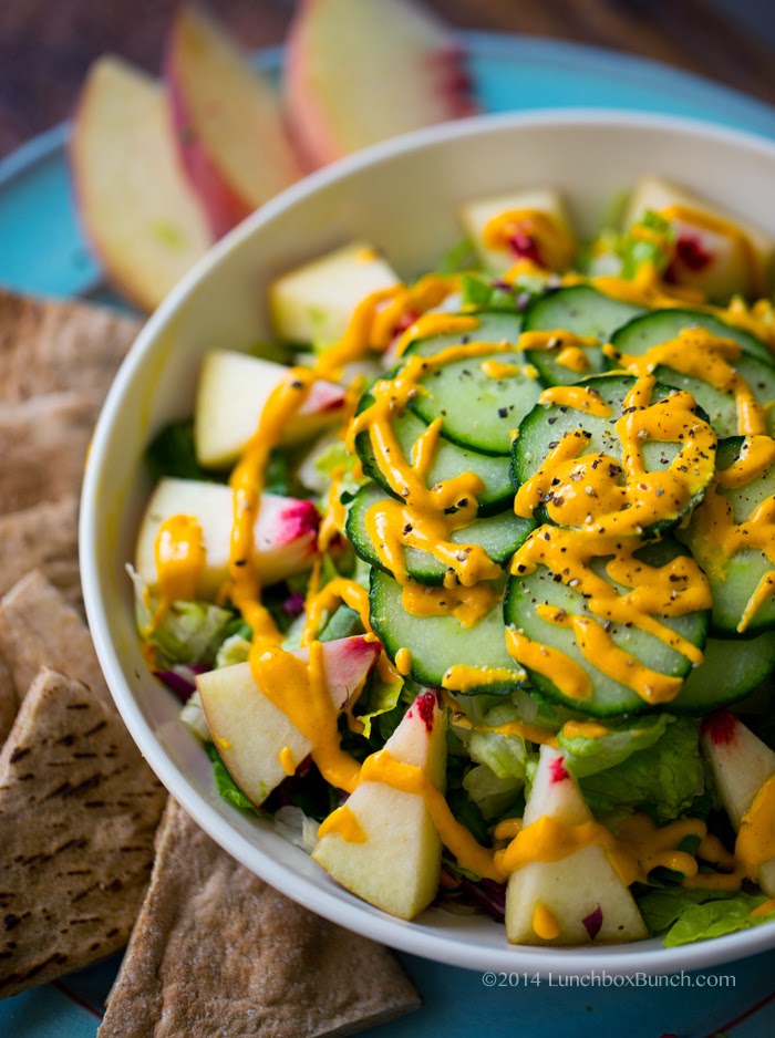 Vegan White Peach Salad with Carrot Ginger Cashew Dressing Vegan White Peach Salad with Carrot Ginger Cashew Dressing