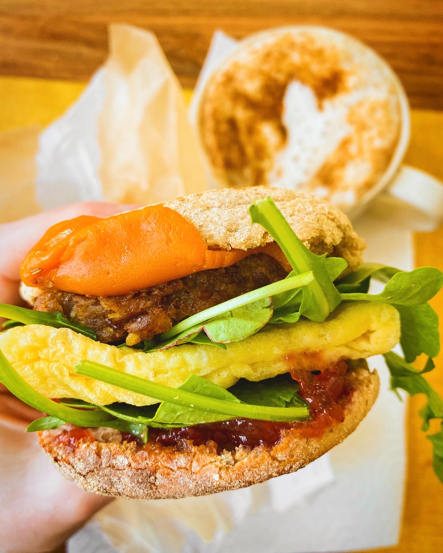 vegan breakfast sandwich with Just folded egg