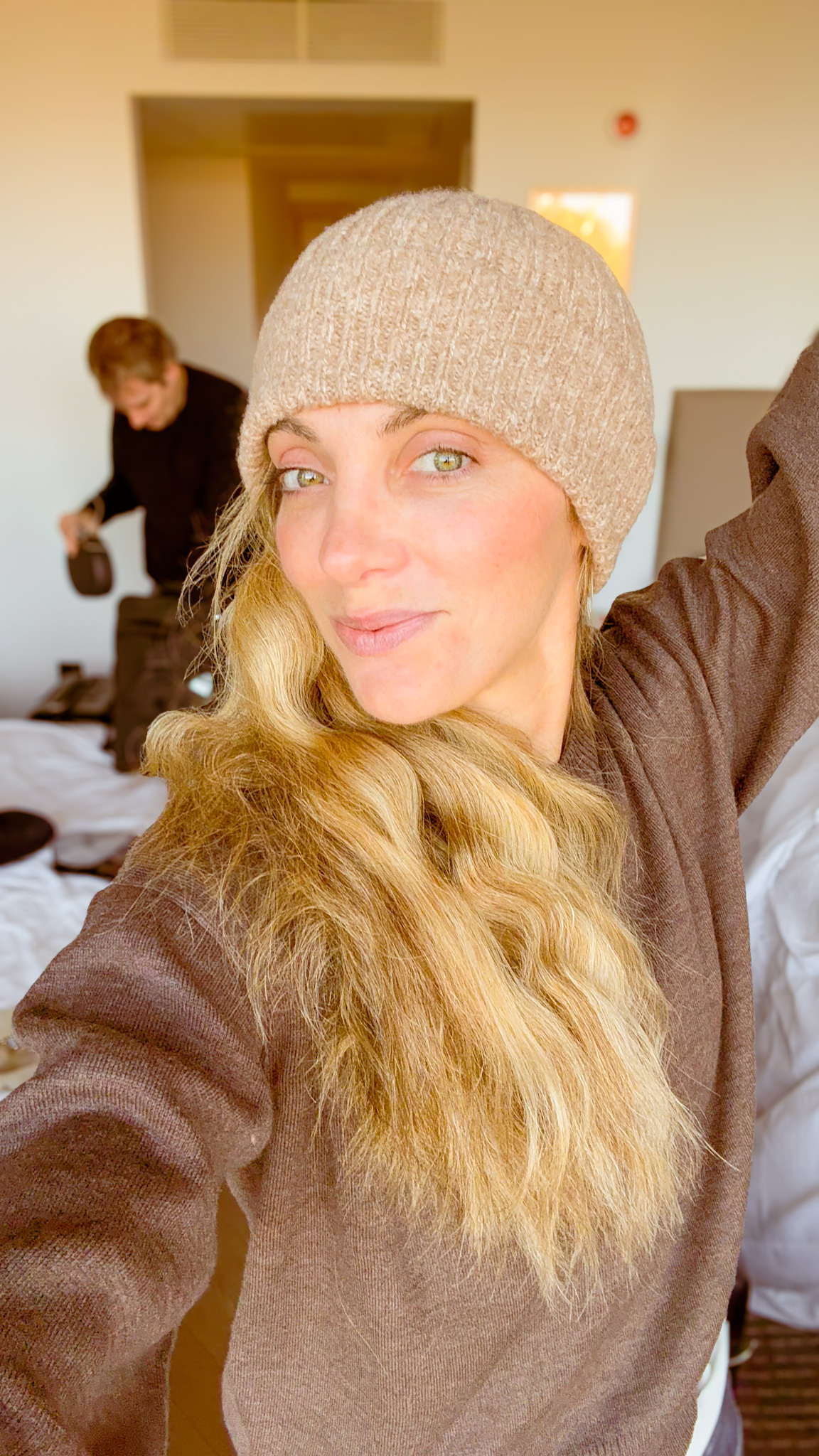 kathy in hotel room